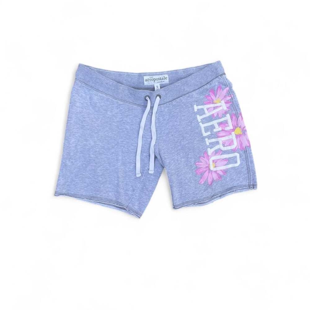 Aéropostale Y2K Floral Embroidered Sweat Shorts Grey Size M